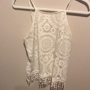 White crochet crop top